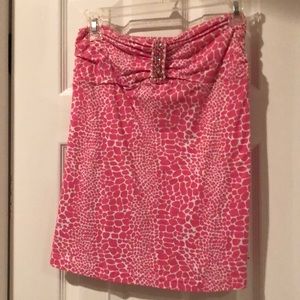 Strapless beaded resort ready shirt